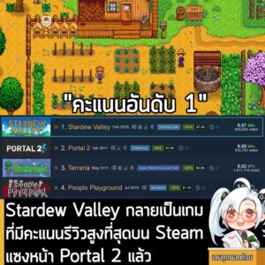 [News] Stardew Valley กลายเป็นเกมที่มีคะแนนรีวิวสูงที่สุดบน Steam แซงหน้า Portal 2 แล้ว