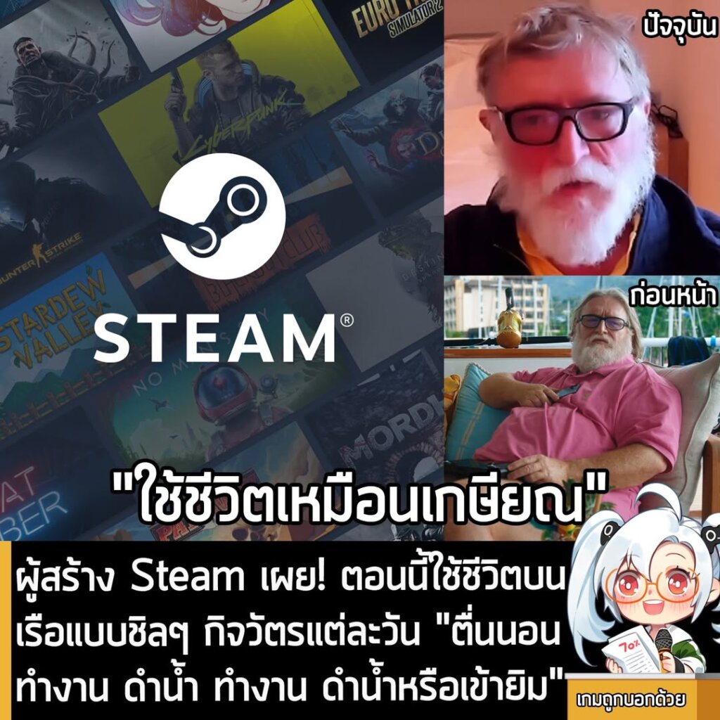 [News] ผู้สร้าง Steam เผย! ตอนนี้ใช้ชีวิตบนเรือแบบชิลๆ กิจวัตรแต่ละวัน "ตื่นนอน ทำงาน ดำน้ำ ทำงาน ดำน้ำหรือเข้ายิม"