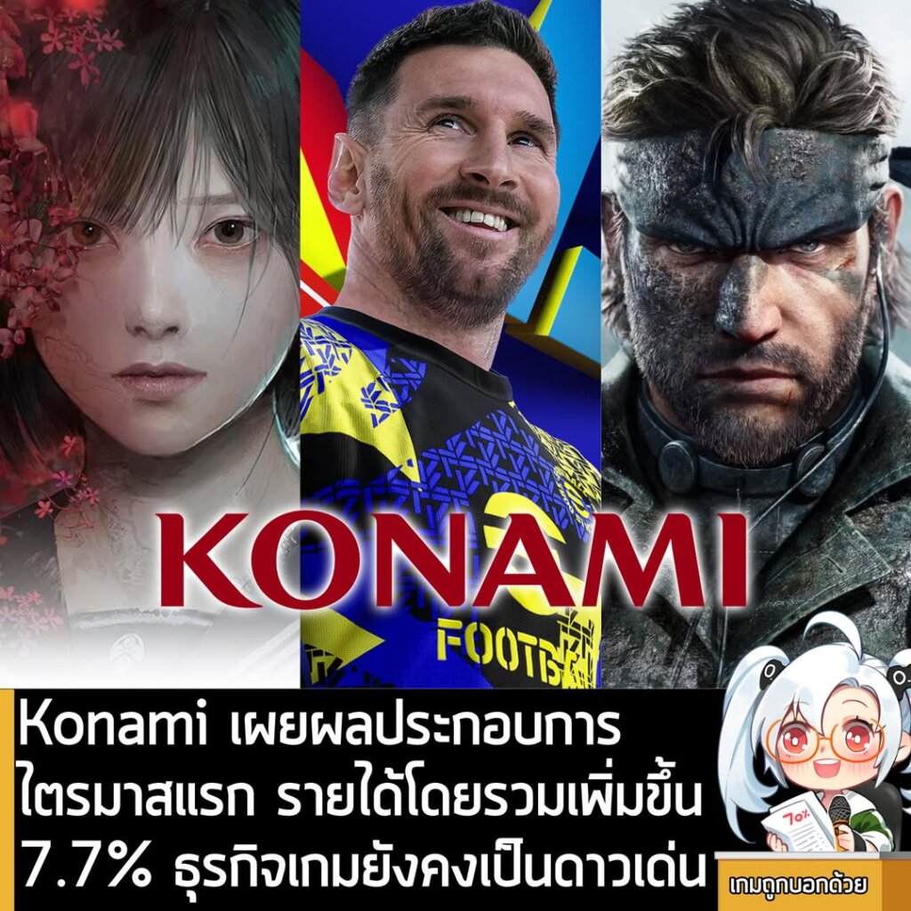 [Financial] Konami เผยผลประกอบการ ไตรมาสแรก รายได้รวมเพิ่มขึ้น 7.7% ธุรกิจเกมยังคงเป็นดาวเด่น