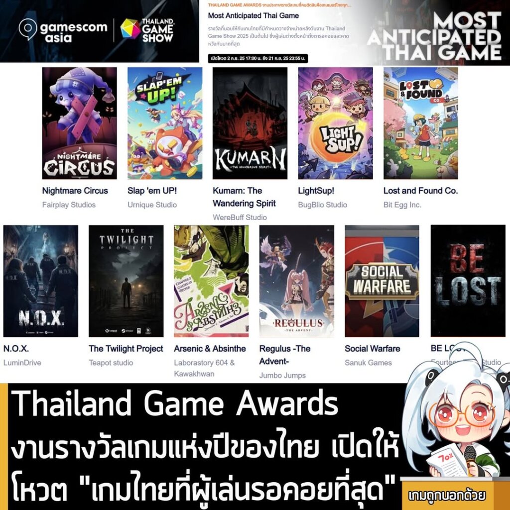 Thailand Game Awards งานรางวัลเกมแห่งปีของไทย เปิดให้โหวต “เกมไทยที่ผู้เล่นรอคอยที่สุด”