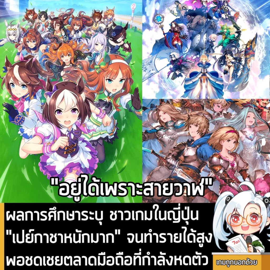 ผลการศึกษาระบุ ชาวเกมในญี่ปุ่น "เปย์กาชาหนักมาก" จนทำรายได้สูงพอชดเชยตลาดมือถือที่กำลังหดตัว