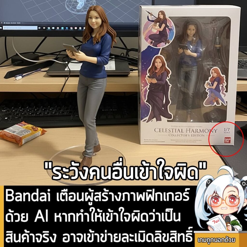 Bandai เตือนผู้สร้างภาพฟิกเกอร์ด้วย AI หากทำให้เข้าใจผิดว่าเป็นสินค้าจริง อาจเข้าข่ายละเมิดลิขสิทธิ์