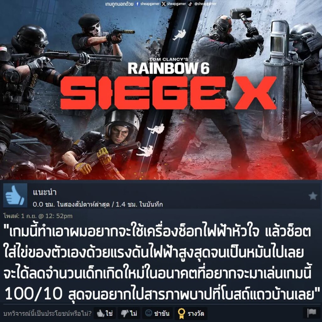 "เกมนี้ทำเอาผมอยากจะใช้เครื่องช็อกไฟฟ้าหัวใจ แล้วช็อตใส่ไข่ของตัวเองด้วยแรงดันไฟฟ้าสูงสุดจนเป็นหมันไปเลย จะได้ลดจำนวนเด็กเกิดใหม่ในอนาคตที่อยากจะมาเล่นเกมนี้ 100/10 สุดจนอยากไปสารภาพบาปที่โบสถ์แถวบ้านเลย"