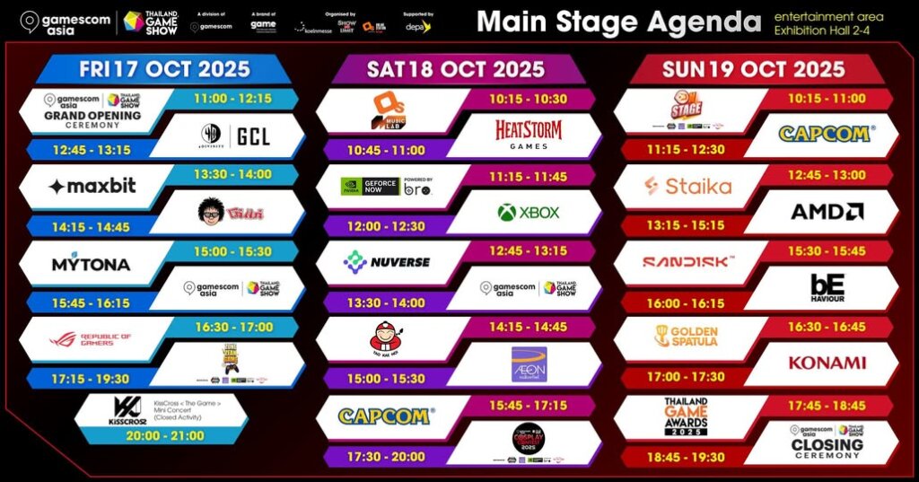 ตารางกิจกรรม Main Stage ในงาน gamescom asia x Thailand Game Show