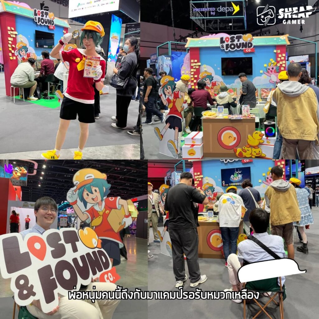 อย่าลืมแวะมาเยี่ยมและลองเล่น Lost and Found Co. ได้ในงาน gamescom asia x Thailand Game Show และลุ้นรับของรางวัล รวมถึงหมวกเหลืองดั้กกี้อีกด้วย ถามว่าฮิตขนาดไหน ก็มีคนมาตั้งแคมป์เข้าคิวจนกว่าจะได้หมวกเลยทีเดียว