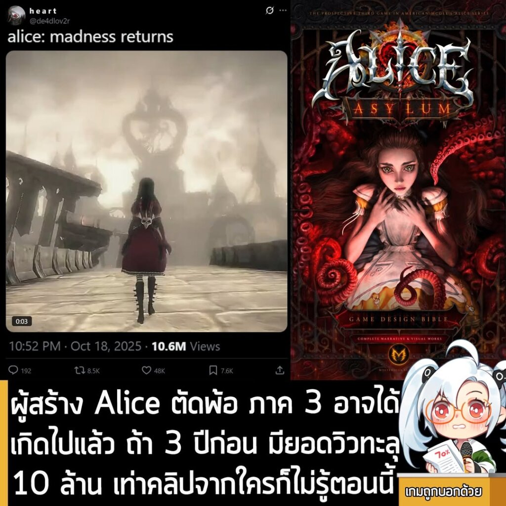 ผู้สร้าง Alice ตัดพ้อ ภาค 3 อาจได้เกิดไปแล้ว ถ้า 3 ปีก่อน มียอดวิวทะลุ 10 ล้าน เท่าคลิปจากใครก็ไม่รู้ตอนนี้