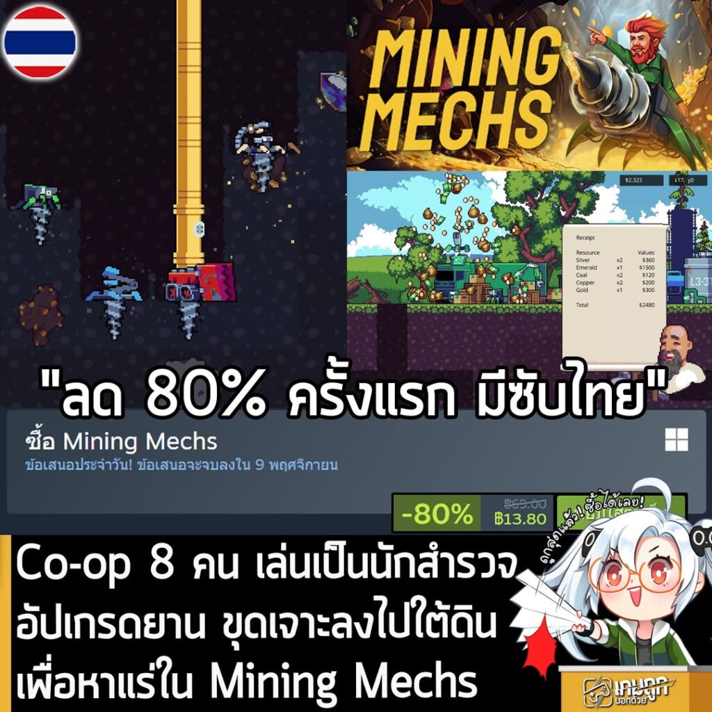 Mining Mechs กำลังลดราคา 80% ในเว็บ Steam เหลือราคา 13.80 บาท
