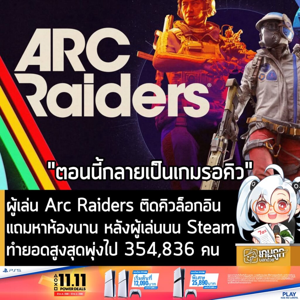 ผู้เล่น Arc Raiders ติดคิวล็อกอินแถมหาห้องนาน หลังผู้เล่นบน Steamทำยอดสูงสุดพุ่งไป 354,836 คน