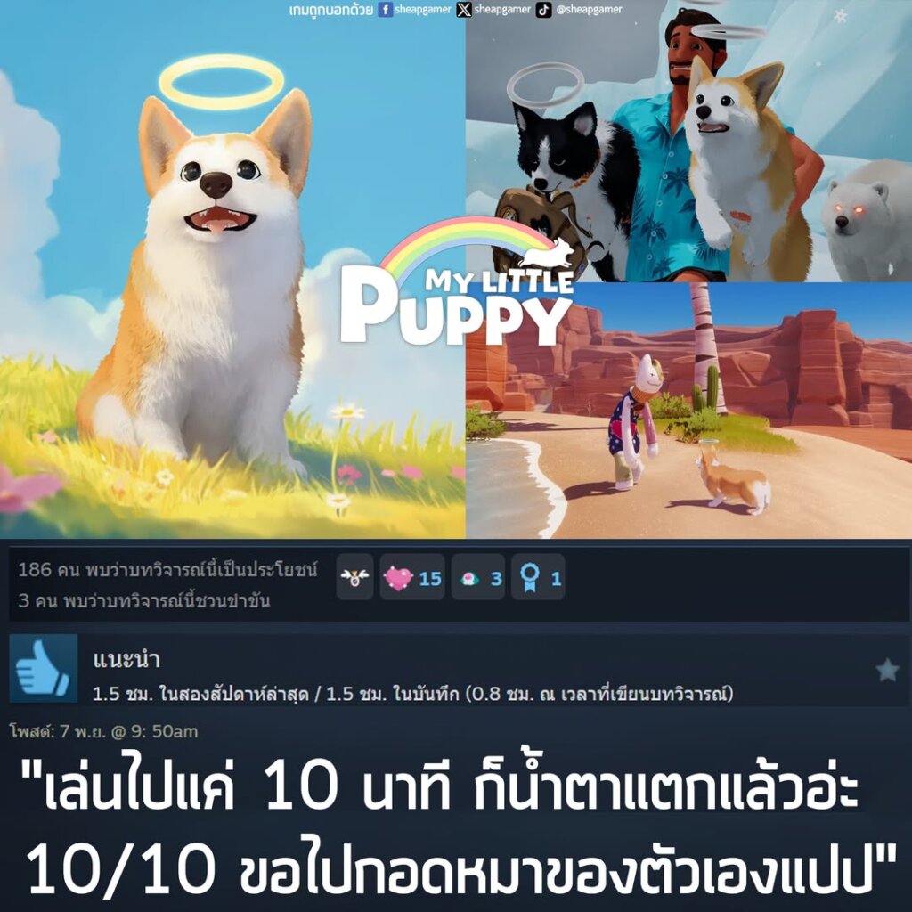 "เล่นไปแค่ 10 นาที ก็น้ำตาแตกแล้วอ่ะ 10/10 ขอไปกอดหมาของตัวเองแปป"