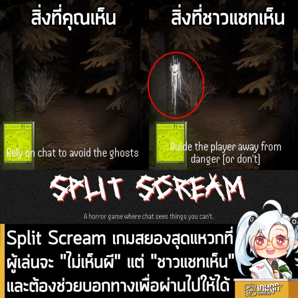 Split Scream เกมสยองสุดแหวกที่ผู้เล่นจะ "ไม่เห็นผี" แต่ "ชาวแชทเห็น" และต้องช่วยบอกทางเพื่อผ่านไปให้ได้