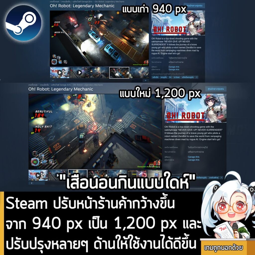 Steam ปรับหน้าร้านค้ากว้างขึ้นจาก 940 px เป็น 1,200 px และปรับปรุงหลายๆ ด้านให้ใช้งานได้ดีขึ้น