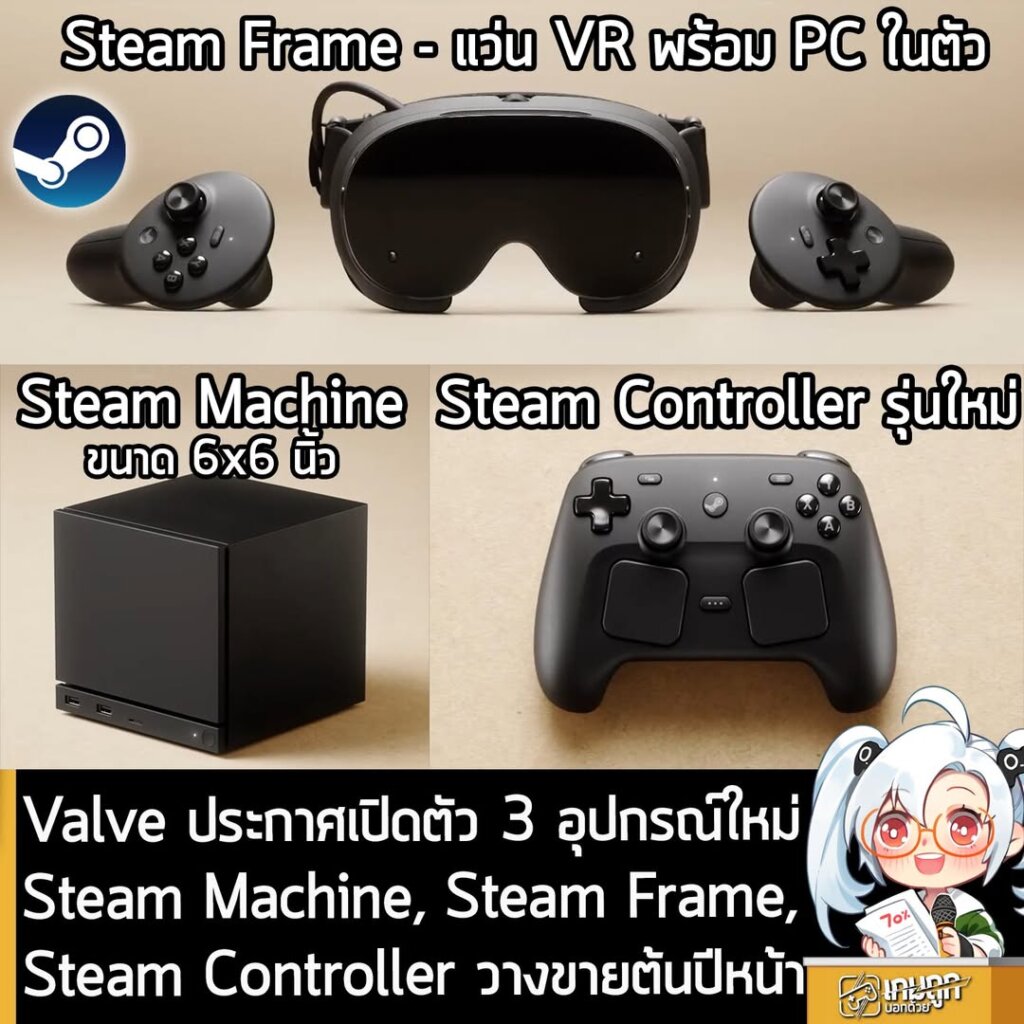 Valve ประกาศเปิดตัว 3 อุปกรณ์ใหม่ Steam Machine, Steam Frame, Steam Controller วางขายต้นปีหน้า