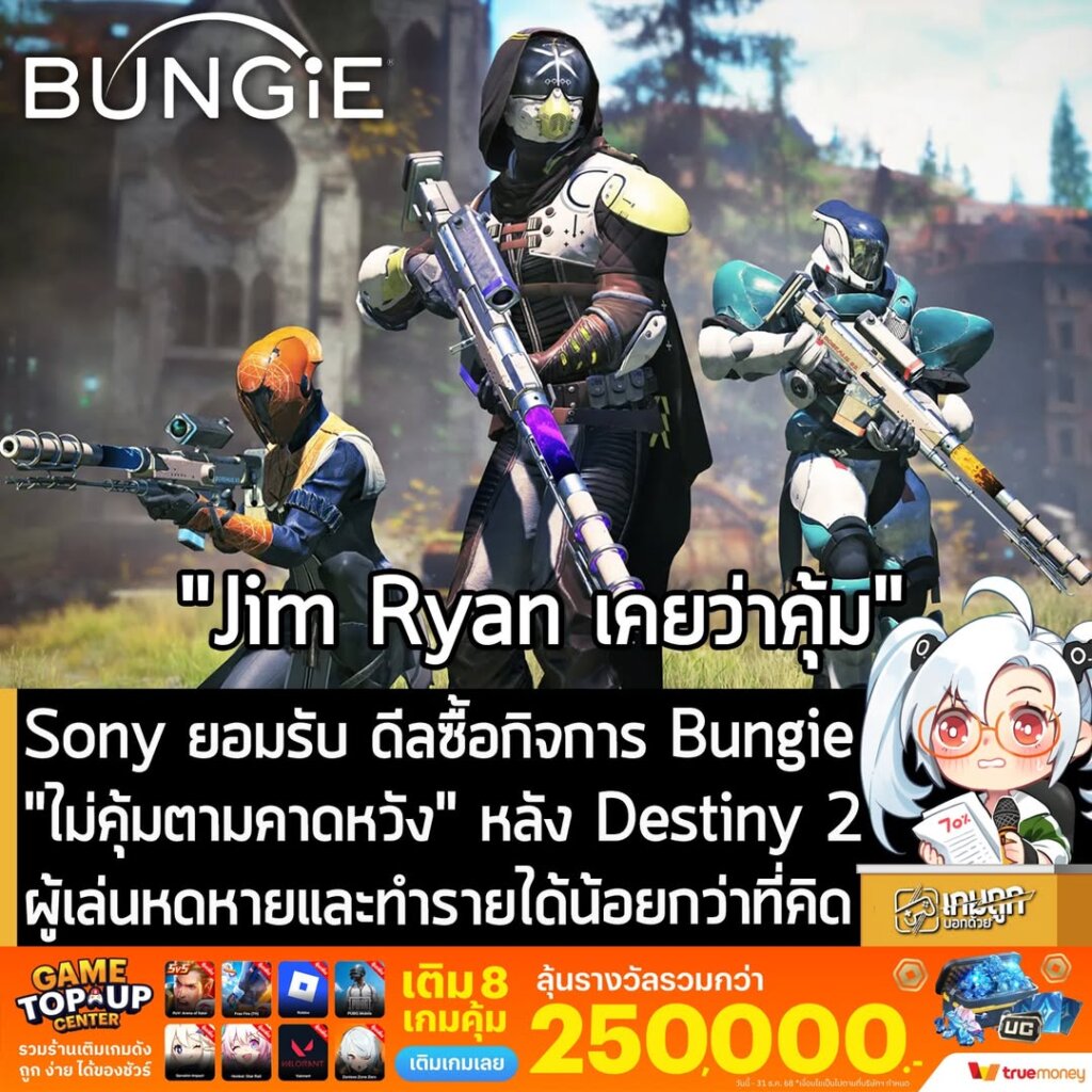 Sony ยอมรับ ดีลซื้อกิจการ Bungie "ไม่คุ้มตามคาดหวัง" หลัง Destiny 2 ผู้เล่นหดหายและทำรายได้น้อยกว่าที่คิด