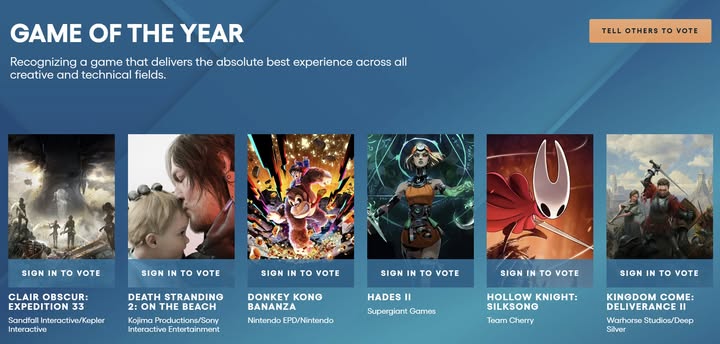 รายชื่อเกมทั้งหมดที่ได้เข้าชิงรางวัลสาขาต่างๆ ของ The Game Awards 2025