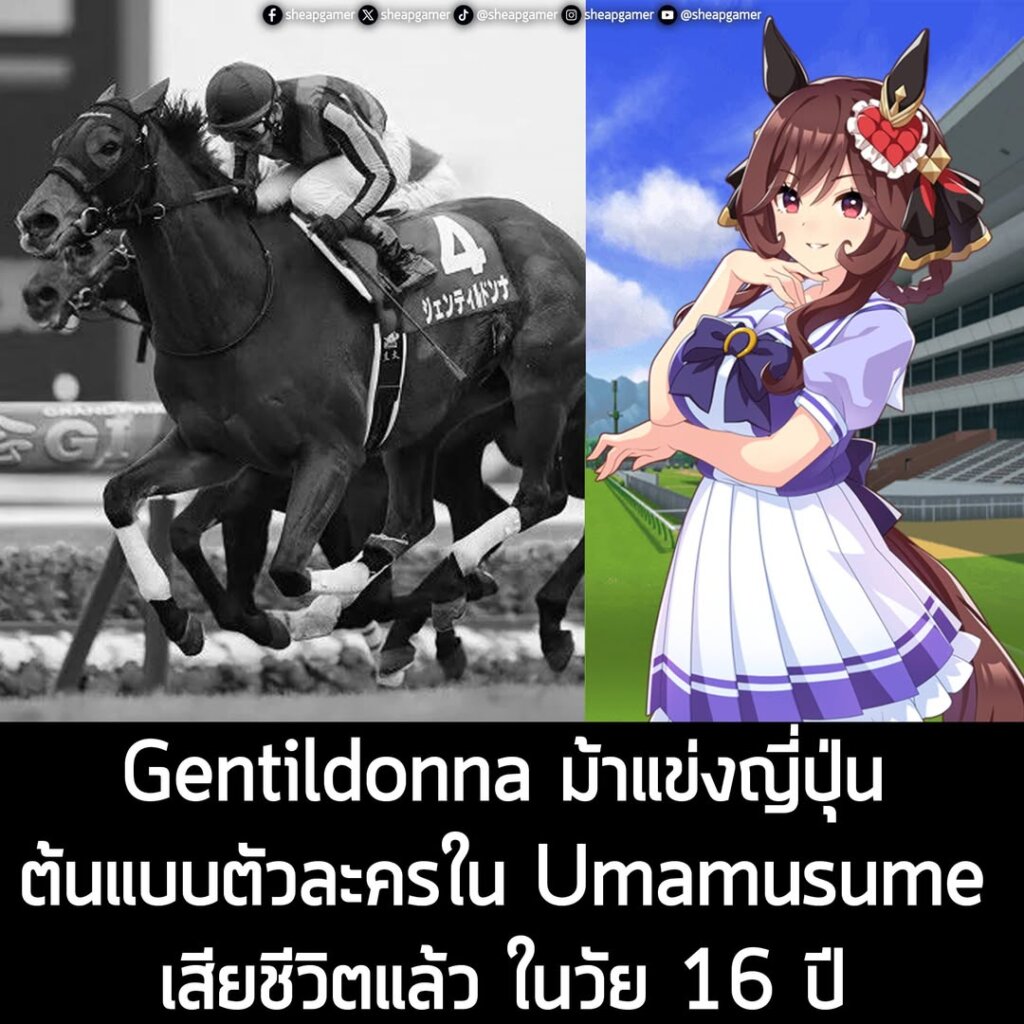 Gentildonna ม้าแข่งญี่ปุ่นต้นแบบตัวละครใน Umamusumeเสียชีวิตแล้ว ในวัย 16 ปี