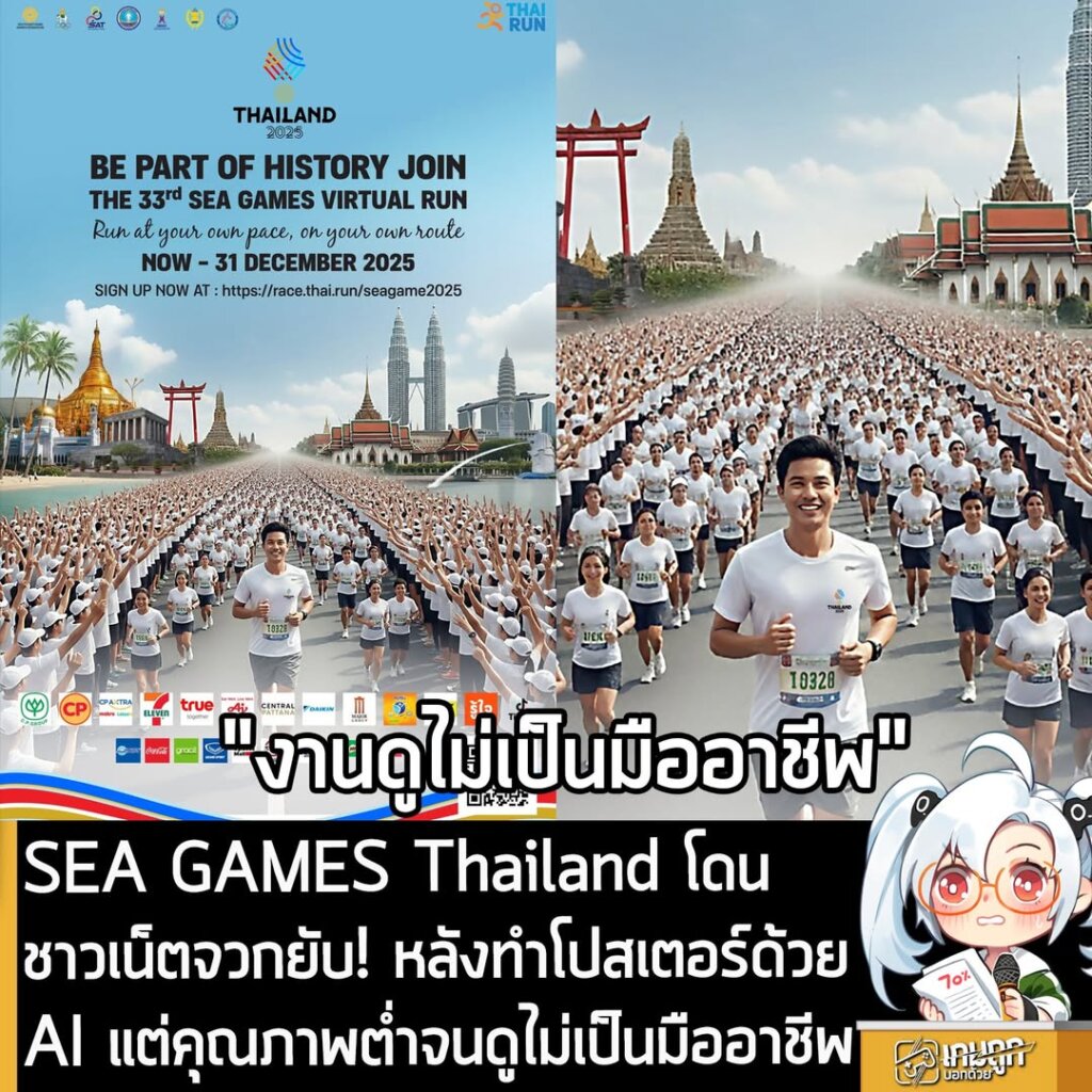 SEA GAMES Thailand โดนชาวเน็ตจวกยับ! หลังทำโปสเตอร์ด้วย AI แต่คุณภาพต่ำจนดูไม่เป็นมืออาชีพ