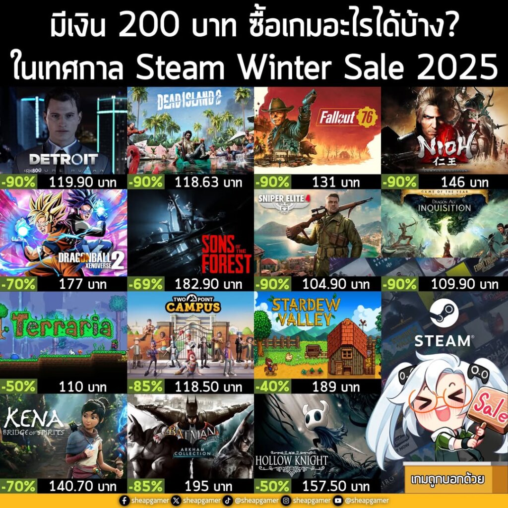 มีเงิน 200 บาท ซื้อเกมอะไรได้บ้าง? ในเทศกาล Steam Winter Sale 2025