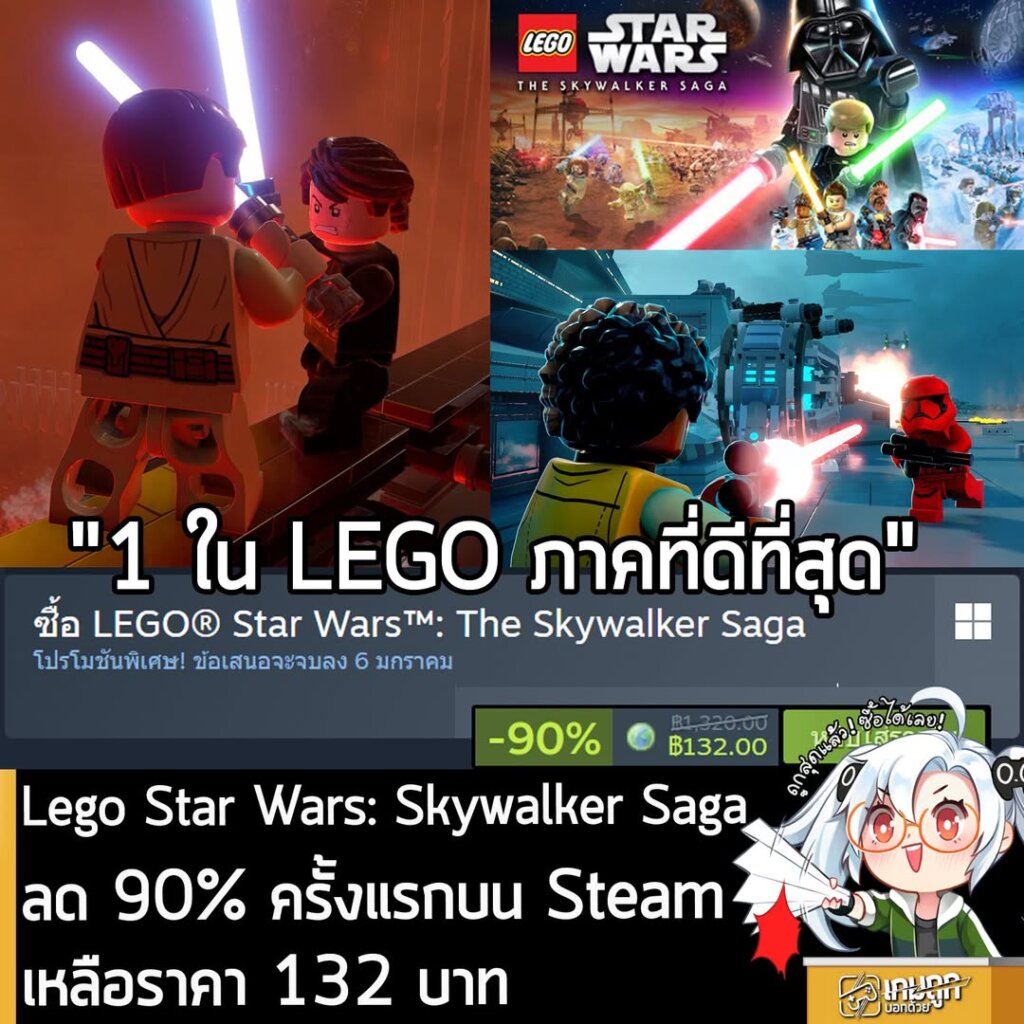 LEGO Star Wars: The Skywalker Saga กำลังลดราคา 90% ในเว็บ Steam เหลือราคา 132 บาท