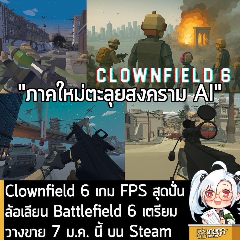 Clownfield 6 เกม FPS สุดปั่นล้อเลียน Battlefield 6 เตรียมวางขาย 7 ม.ค. นี้ บน Steam