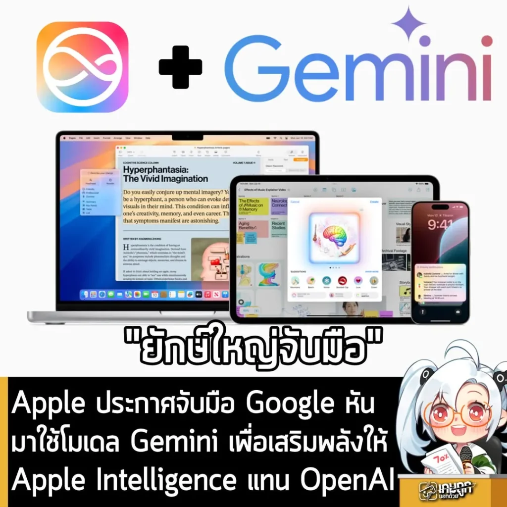 Apple ประกาศจับมือ Google หัน มาใช้โมเดล Gemini เพื่อเสริมพลังให้ Apple Intelligence แทน OpenAI