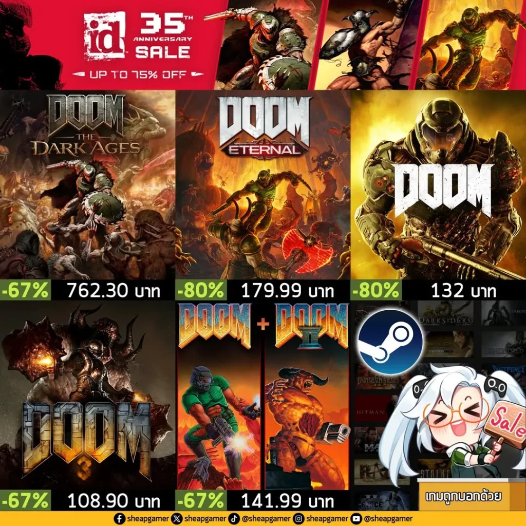 id Software 35th Anniversary Sale ในเว็บ Steam ลดราคาเกมซีรีส์ DOOM และ Quake สูงสุด 80%