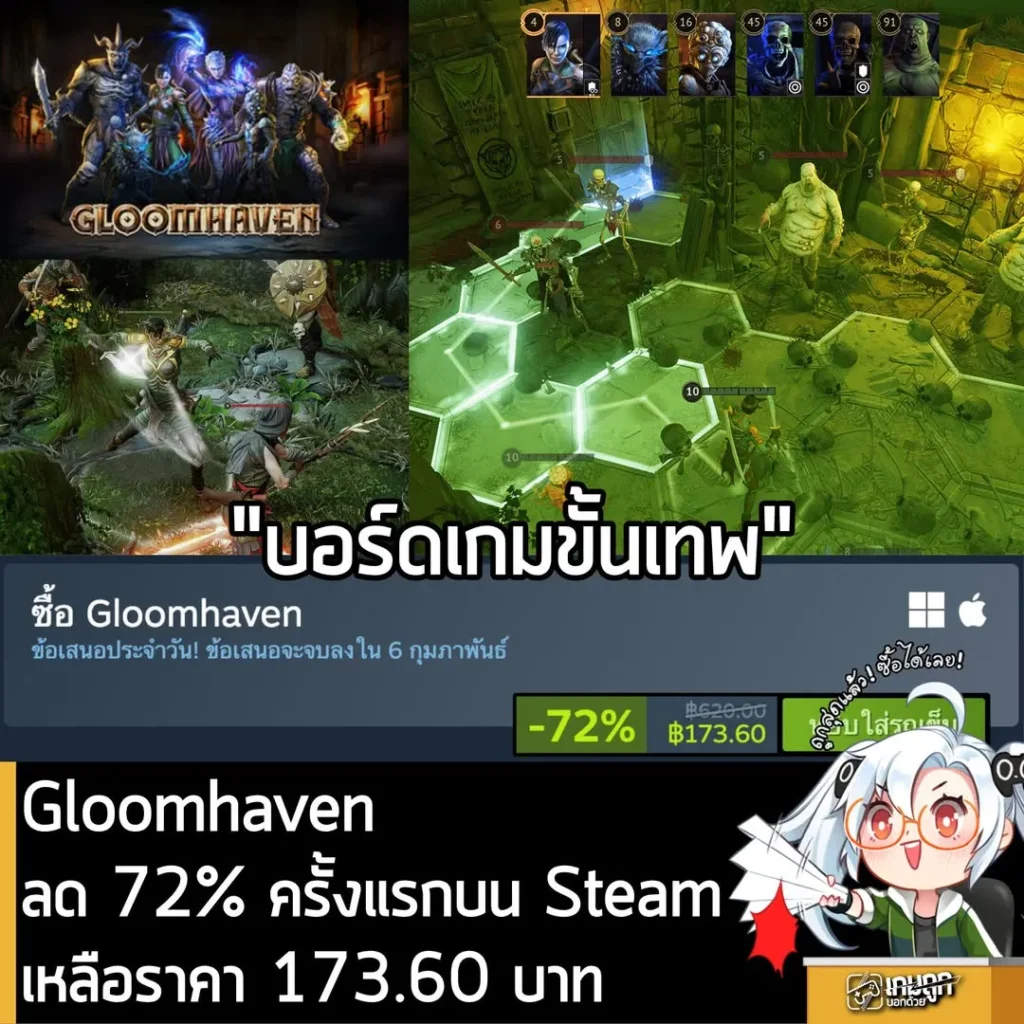 Gloomhaven ลดราคา 72% ครั้งแรกบน Steam เหลือ 173.60 บาท
