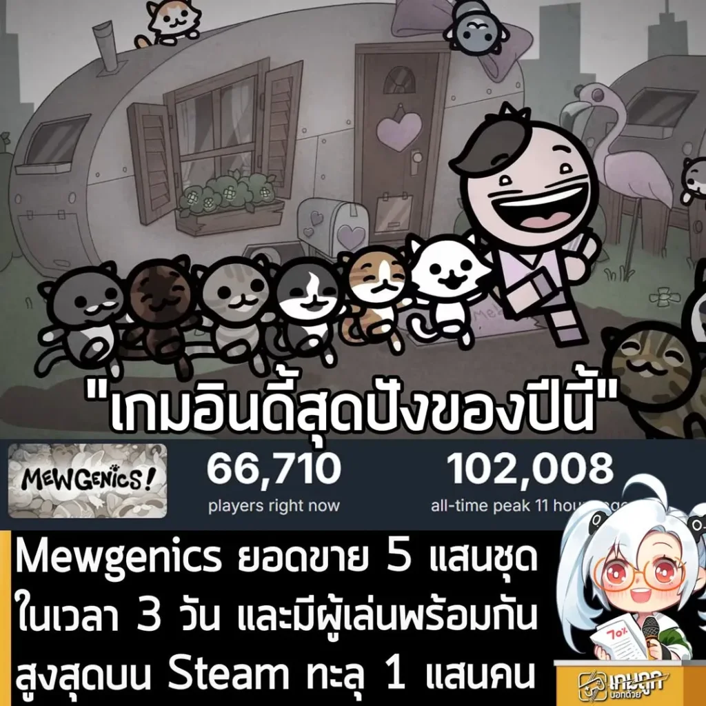 Mewgenics ยอดขาย 5 แสนชุดในเวลา 3 วัน และมีผู้เล่นพร้อมกันสูงสุดบน Steam ทะลุ 1 แสนคน