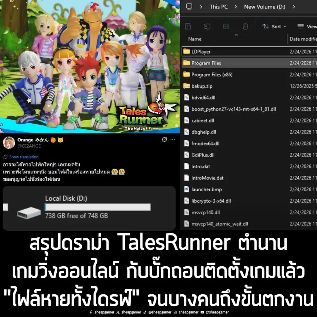 สรุปดราม่า TalesRunner ตำนานเกมวิ่งออนไลน์ กับบั๊กถอนติดตั้งเกมแล้ว "ไฟล์หายทั้งไดรฟ์" จนบางคนถึงขั้นตกงาน