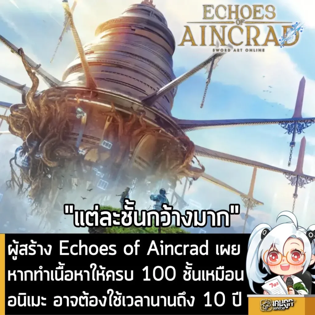ผู้สร้าง Echoes of Aincrad เผยหากทำเนื้อหาให้ครบ 100 ชั้นเหมือนอนิเมะ อาจต้องใช้เวลานานถึง 10 ปี