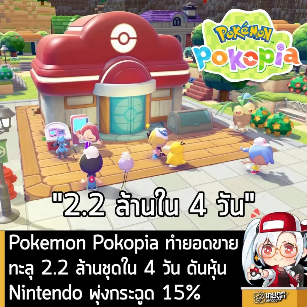 Pokemon Pokopia ทำยอดขายทะลุ 2.2 ล้านชุดใน 4 วัน ดันหุ้น Nintendo พุ่งกระฉูด 15%