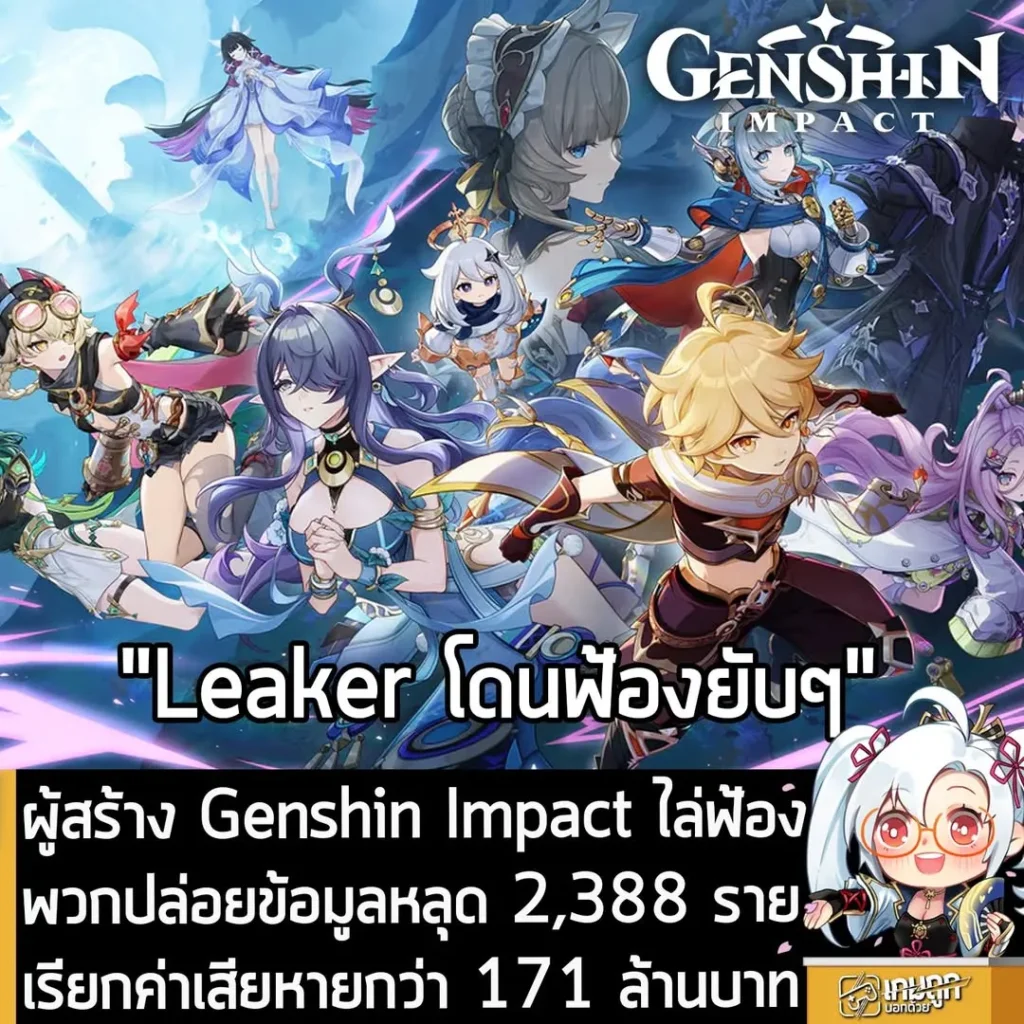 ผู้สร้าง Genshin Impact ไล่ฟ้องพวกปล่อยข้อมูลหลุด 2,388 ราย เรียกค่าเสียหายกว่า 171 ล้านบาท