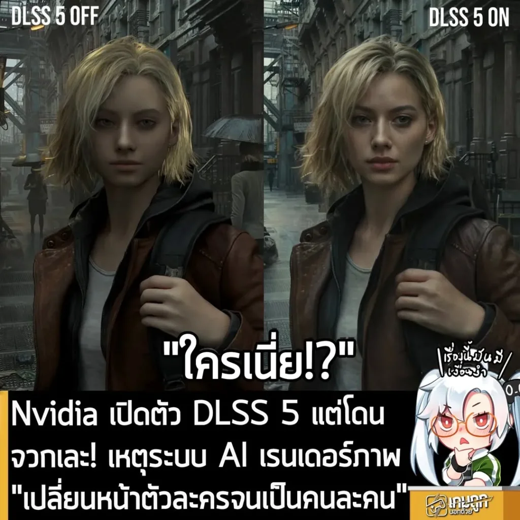Nvidia เปิดตัว DLSS 5 แต่โดนจวกเละ! เหตุระบบ AI เรนเดอร์ภาพ "เปลี่ยนหน้าตัวละครจนเป็นคนละคน"