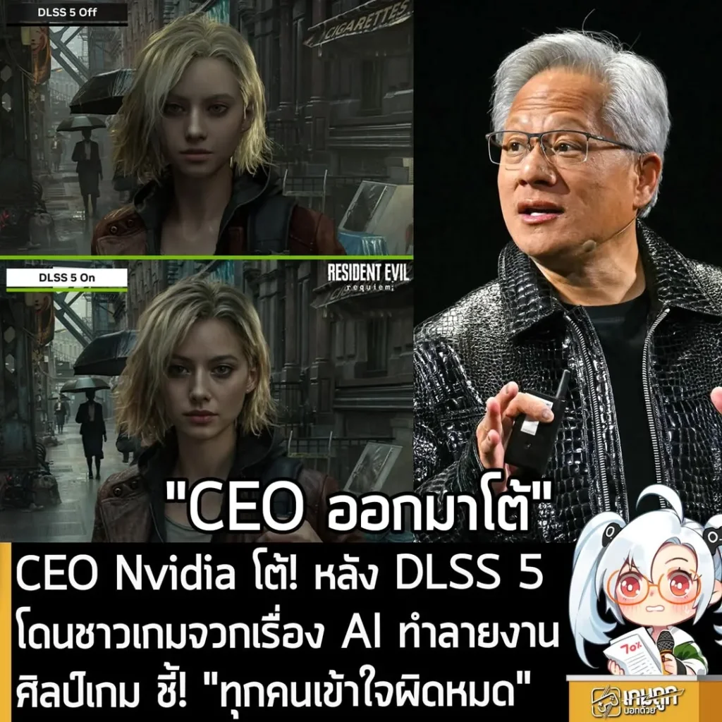 CEO Nvidia โต้! หลัง DLSS 5 โดนชาวเกมจวกเรื่อง AI ทำลายงานศิลป์เกม ชี้! "ทุกคนเข้าใจผิดหมด"