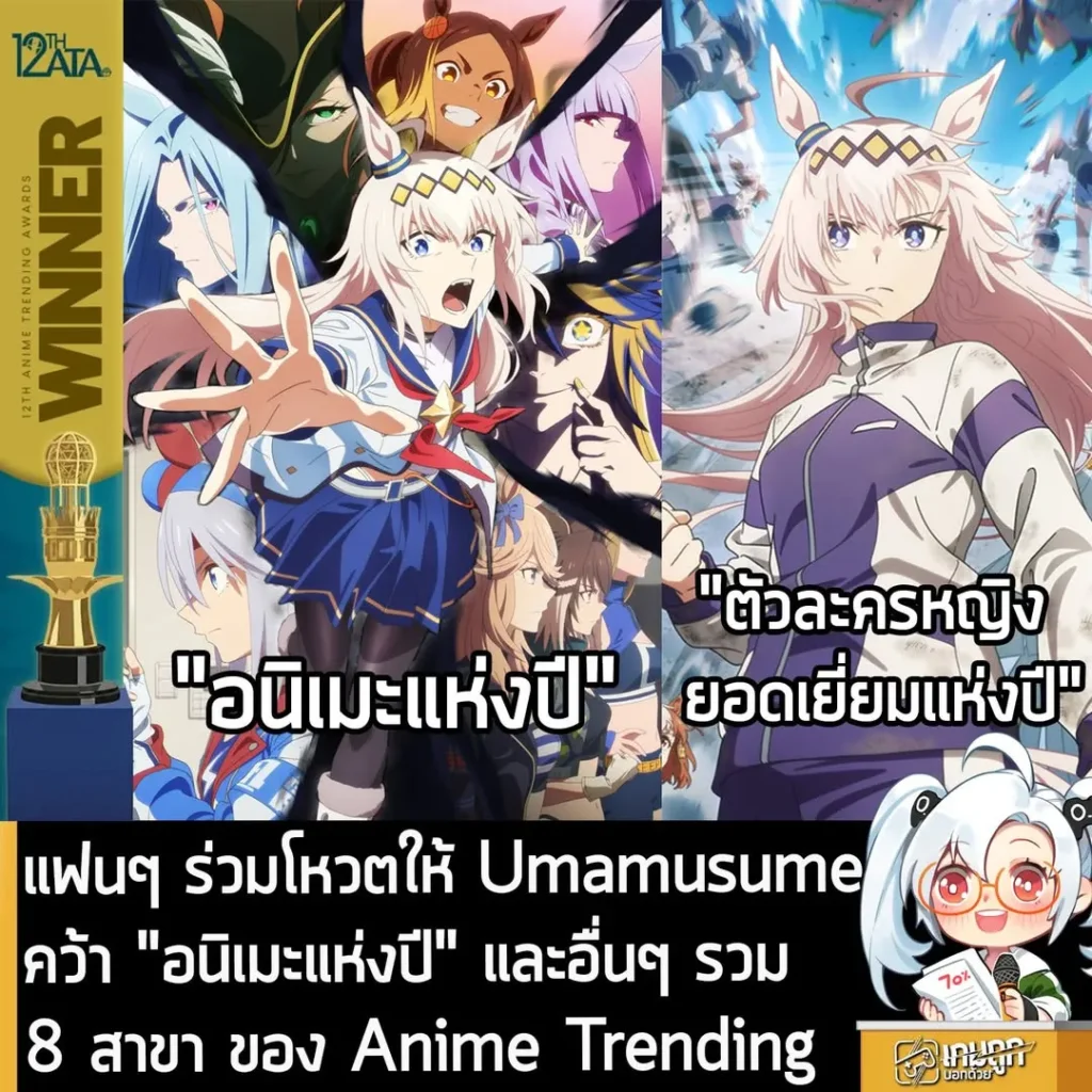 แฟนๆ ร่วมโหวตให้ Umamusume คว้า "อนิเมะแห่งปี" และอื่นๆ รวม 8 สาขา ของ Anime Trending
