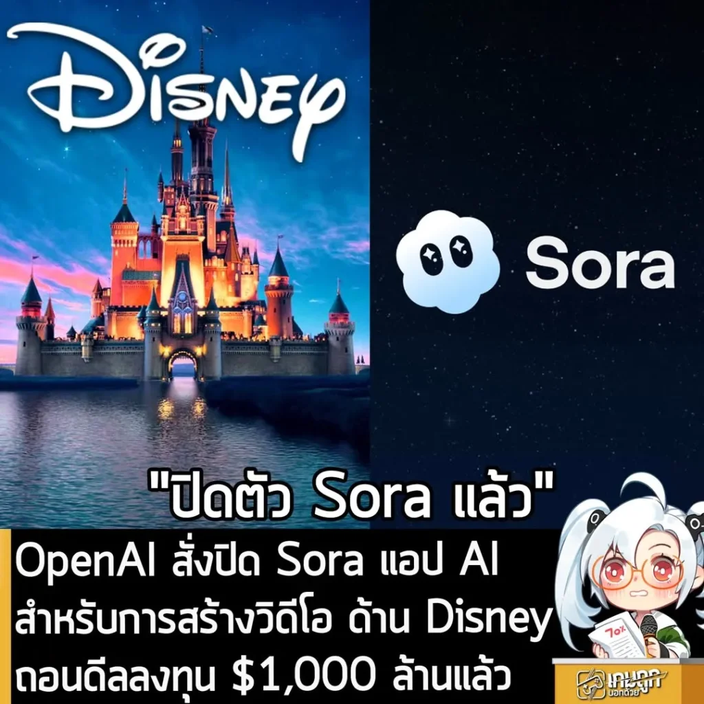 OpenAI สั่งปิด Sora แอป AI สำหรับการสร้างวิดีโอ ด้าน Disney ถอนดีลลงทุน $1,000 ล้านแล้ว
