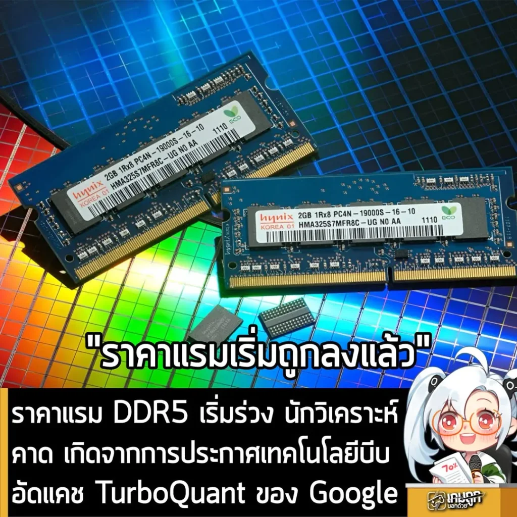 ราคาแรม DDR5 เริ่มร่วง นักวิเคราะห์คาด เกิดจากการประกาศเทคโนโลยีบีบอัดแคช TurboQuant ของ Google