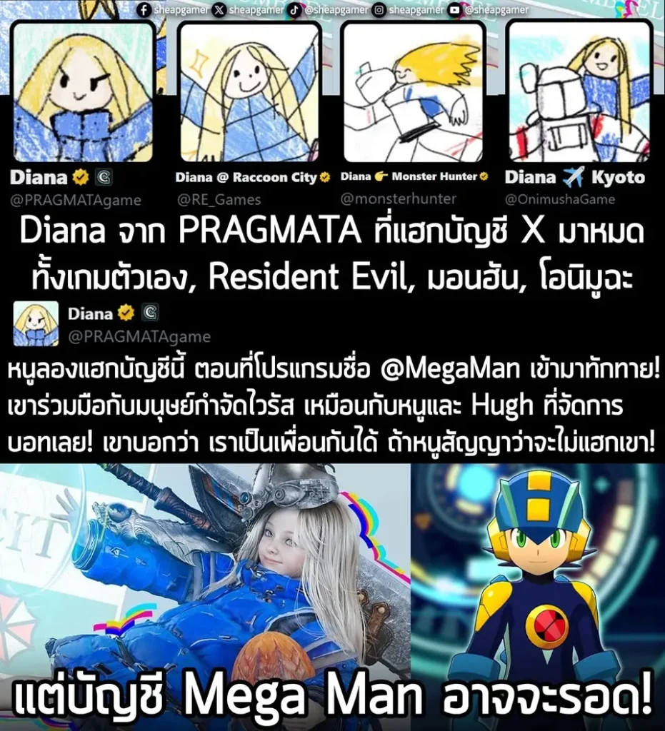 "หนูลองแฮกบัญชีนี้ ตอนที่โปรแกรมชื่อ @MegaMan เข้ามาทักทาย! เขาร่วมมือกับมนุษย์กำจัดไวรัส เหมือนกับหนูและ Hugh ที่จัดการบอทเลย! เขาบอกว่า เราเป็นเพื่อนกันได้ ถ้าหนูสัญญาว่าจะไม่แฮกเขา!"