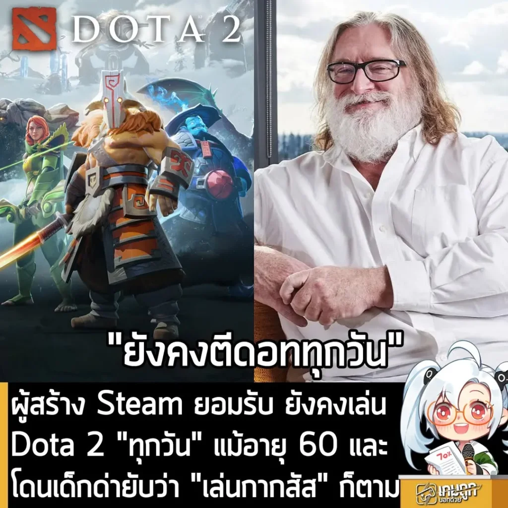 ผู้สร้าง Steam ยอมรับ ยังคงเล่น Dota 2 "ทุกวัน" แม้อายุ 60 และโดนเด็กด่ายับว่า "เล่นกากสัส" ก็ตาม