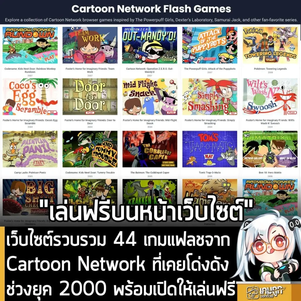 เว็บไซต์รวบรวม 44 เกมแฟลชจาก Cartoon Network ที่เคยโด่งดังช่วงยุค 2000 พร้อมเปิดให้เล่นฟรี