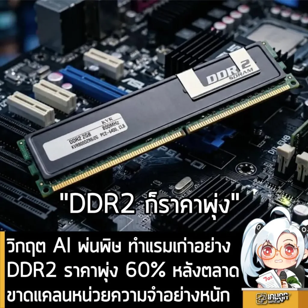 วิกฤต AI พ่นพิษ ทำแรมเก่าอย่าง DDR2 ราคาพุ่ง 60% หลังตลาดขาดแคลนหน่วยความจำอย่างหนัก