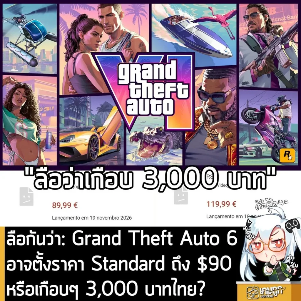 ลือกันว่า: Grand Theft Auto 6 อาจตั้งราคา Standard ถึง $90 หรือเกือบๆ 3,000 บาทไทย?