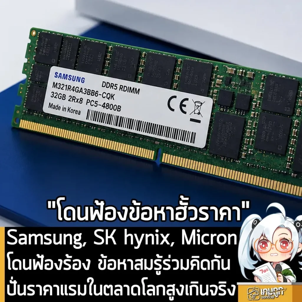Samsung, SK hynix และ Micron โดนฟ้องร้องแบบกลุ่ม ข้อหาสมรู้ร่วมคิดปั่นราคาแรมในตลาดโลกพุ่งสูงเกินจริง