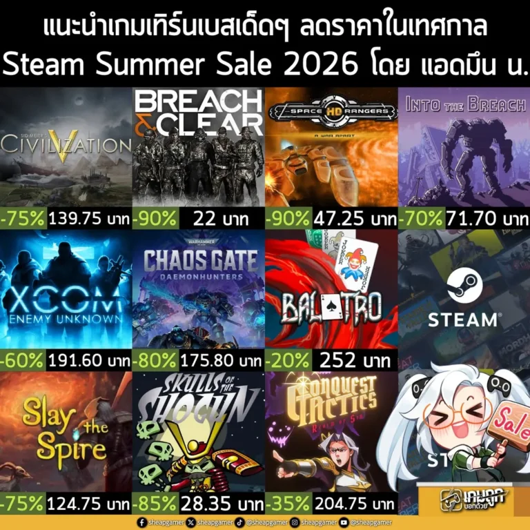 แนะนำเกมเทิร์นเบสเด็ดๆ ลดราคาในเทศกาล Steam Summer Sale 2026 โดย แอดมึน น.