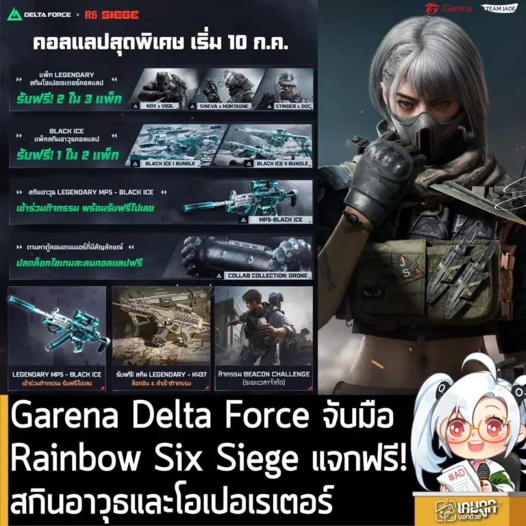 Garena Delta Force จับมือ Rainbow Six Siege แจกสกินอาวุธและโอเปอเรเตอร์ฟรีแบบจุกๆ