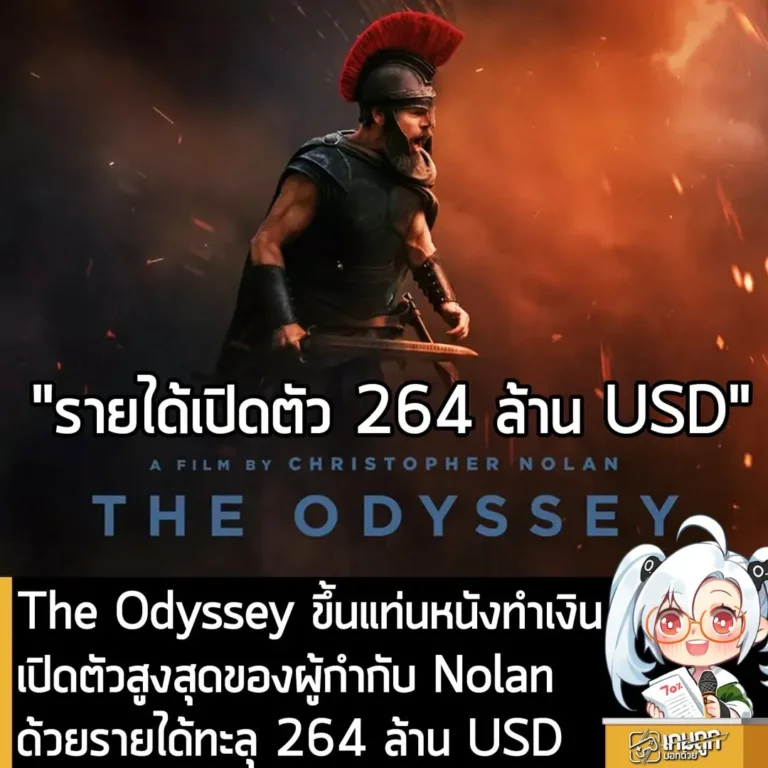 The Odyssey ขึ้นแท่นหนังทำเงินเปิดตัวสูงสุดของผู้กำกับ Nolan ด้วยรายได้ทะลุ 264 ล้าน USD